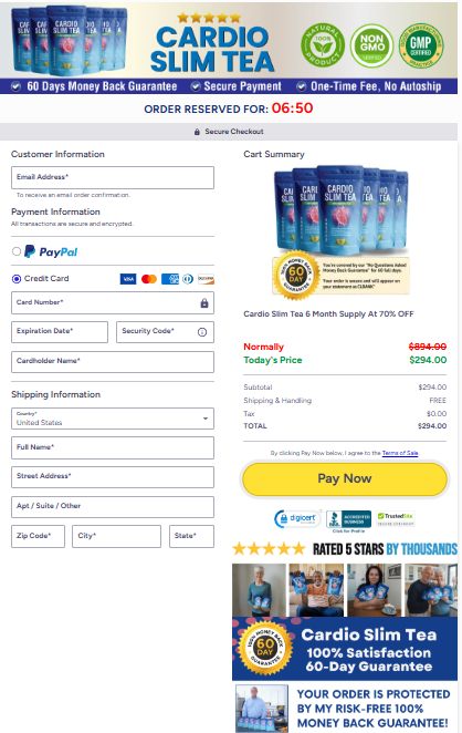 Cardio Slim Tea Official Website Secure Order Page